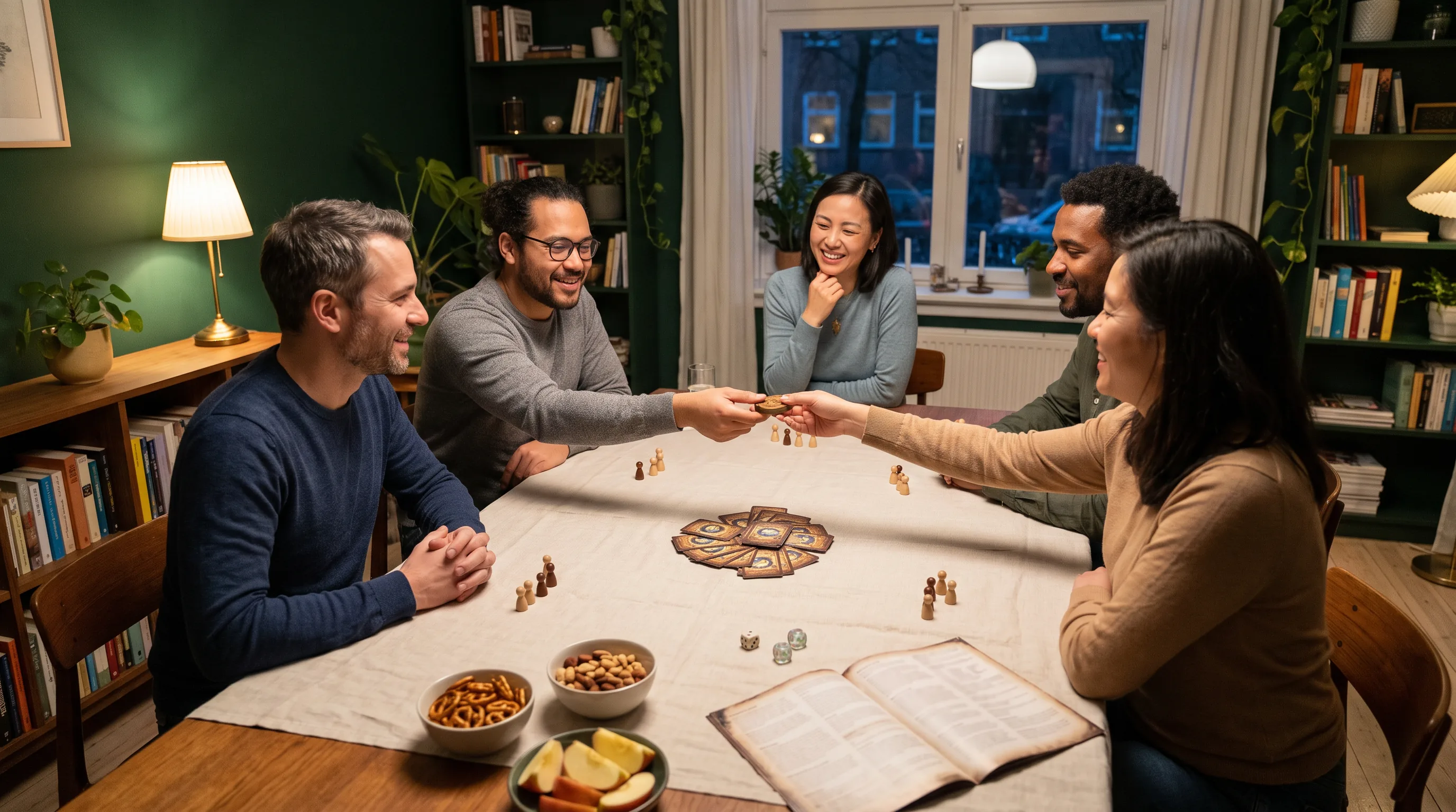 Friends sharing a tabletop game night